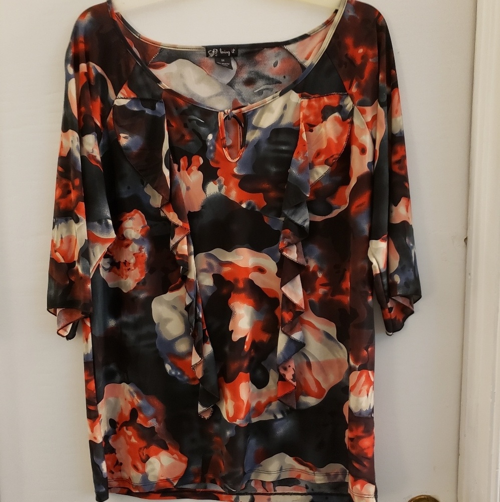 Multi colored ruffled blouse